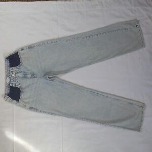 Good American Wide Straight Leg Hi-Waist Stretch Denim Blue Jeans NWT